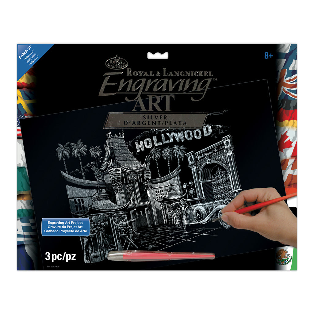 FAM-9 - Engraving Art™ Famous Places 3pc Hollywood 11.25" x 15.325" Silver Foil Project