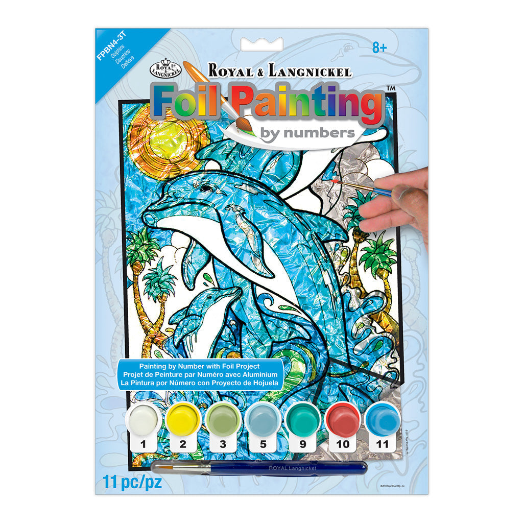 FPBN-4 - Foil Painting by numbers™ 11pc 8.25" x 10.25" Dolphins Project