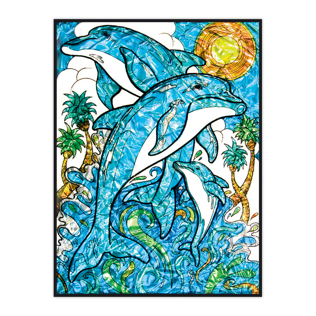 FPBN-4 | Foil Painting by numbers™ 11pc 8.25" x 10.25" Dolphins Project