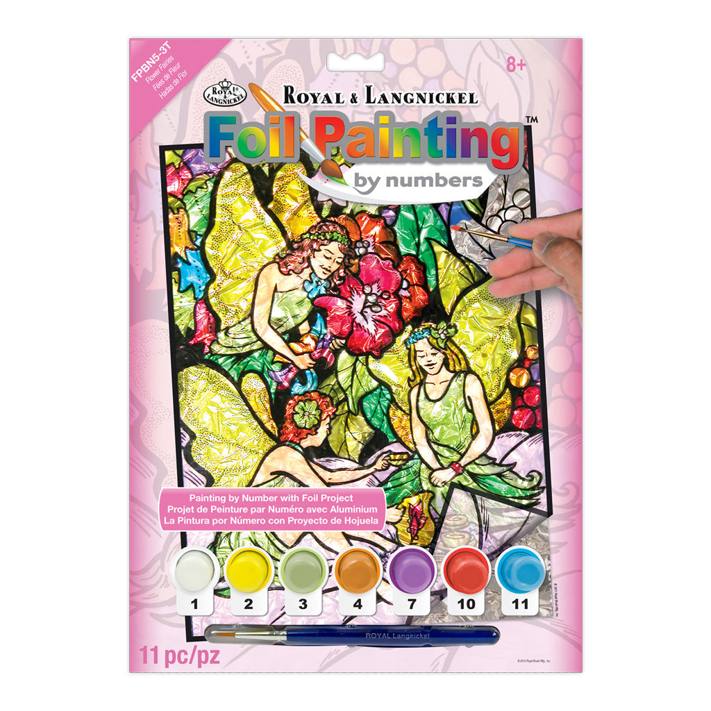 FPBN-5 - Foil Painting by numbers™ 11pc 8.25" x 10.25" Flower Fairies Project