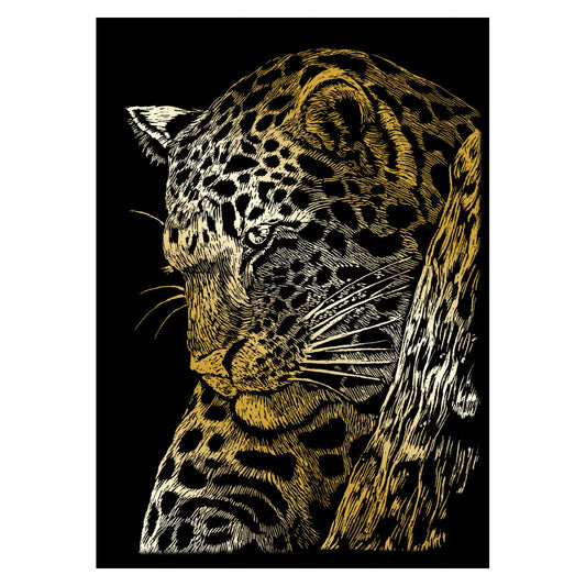 GOLMIN-103 - Engraving Art™ 5" x 7" Leopard in Tree Gold Foil Project