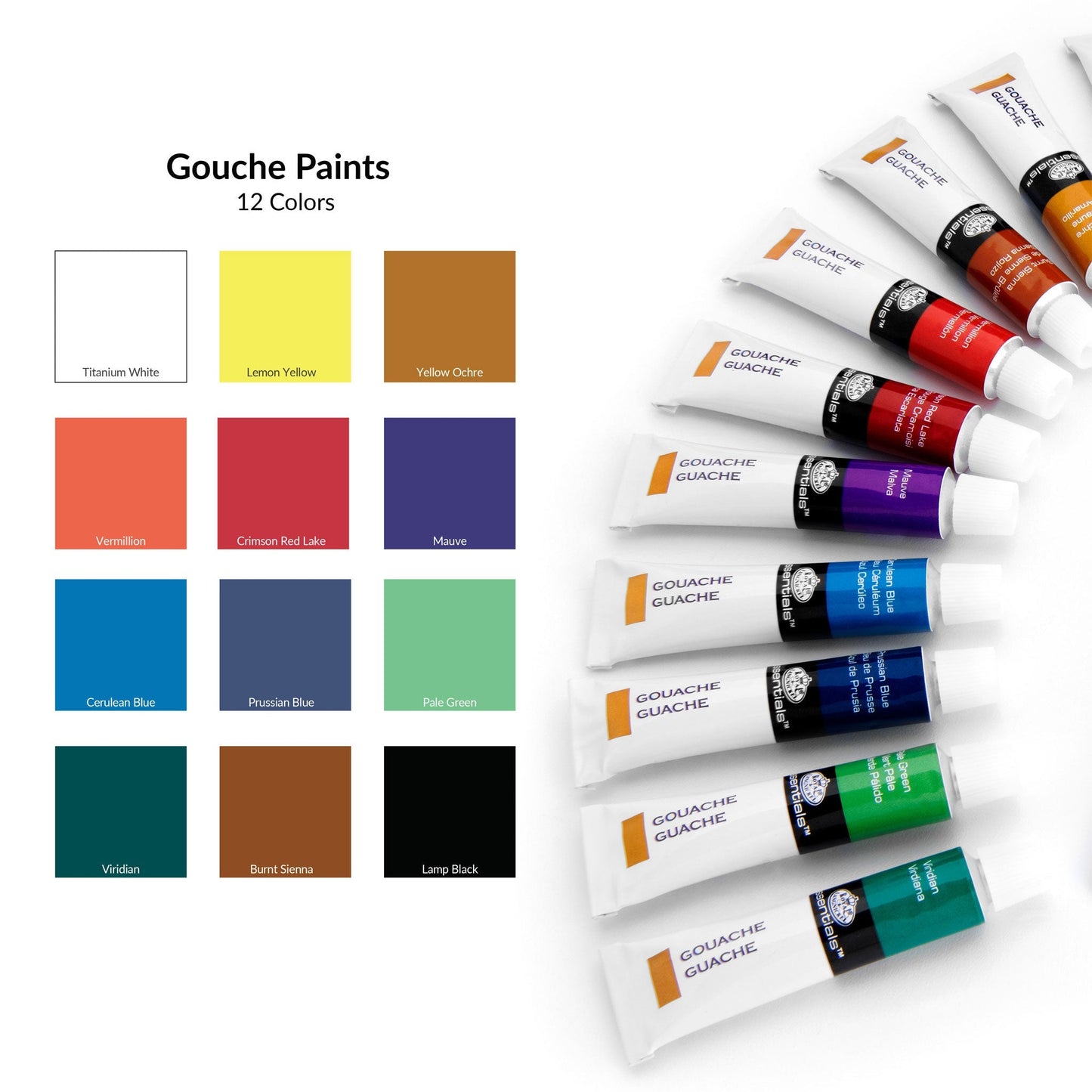 GOU12 Series | Gouache Paint Packs with Brushes - 12 ml