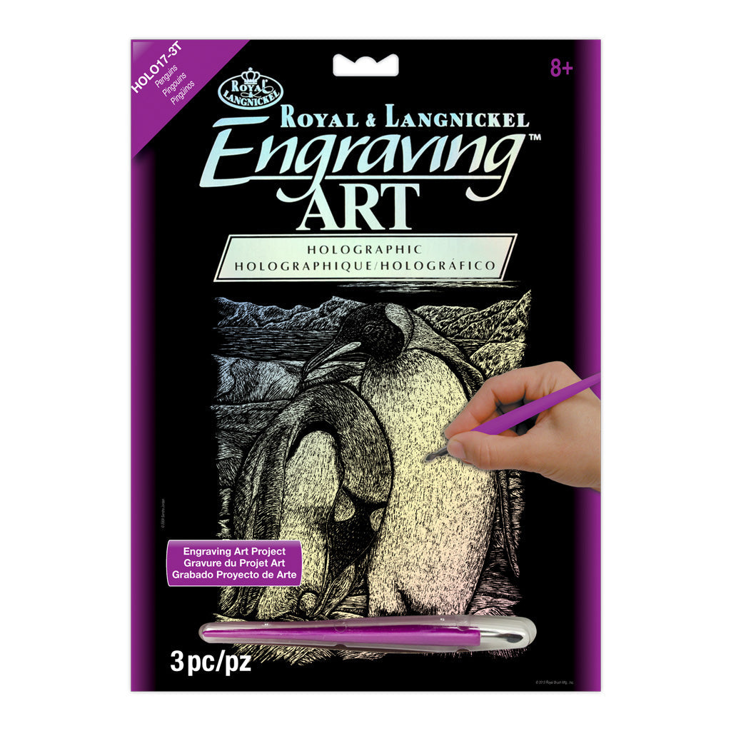 HOLO17 - Engraving Art™ 8" x 10" Emperor Penguins Holographic Foil Project