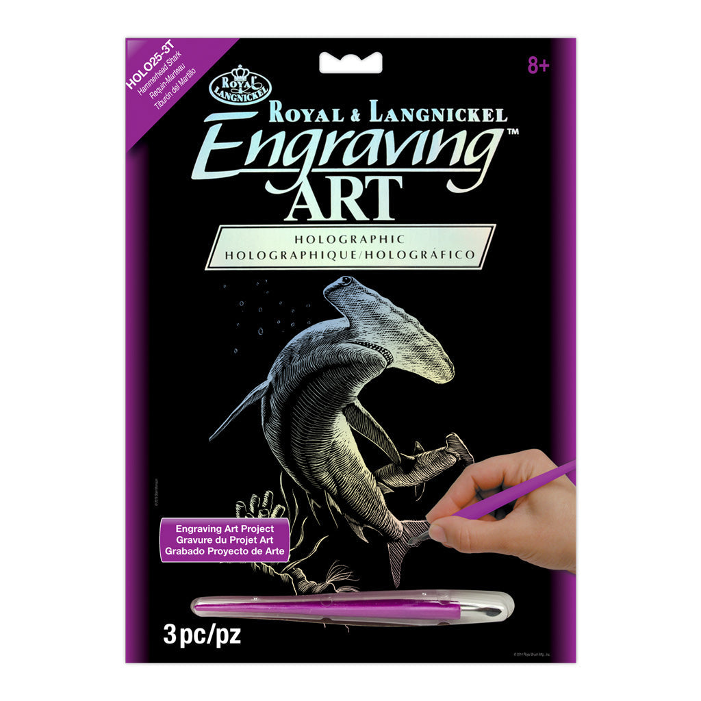 HOLO25 - Engraving Art™ 8" x 10" Hammerhead Shark Holographic Foil Project