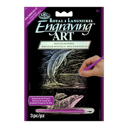 HOLOMIN-103 - Engraving Art™ 5" x 7" Jumping Dolphin Holographic Foil Project