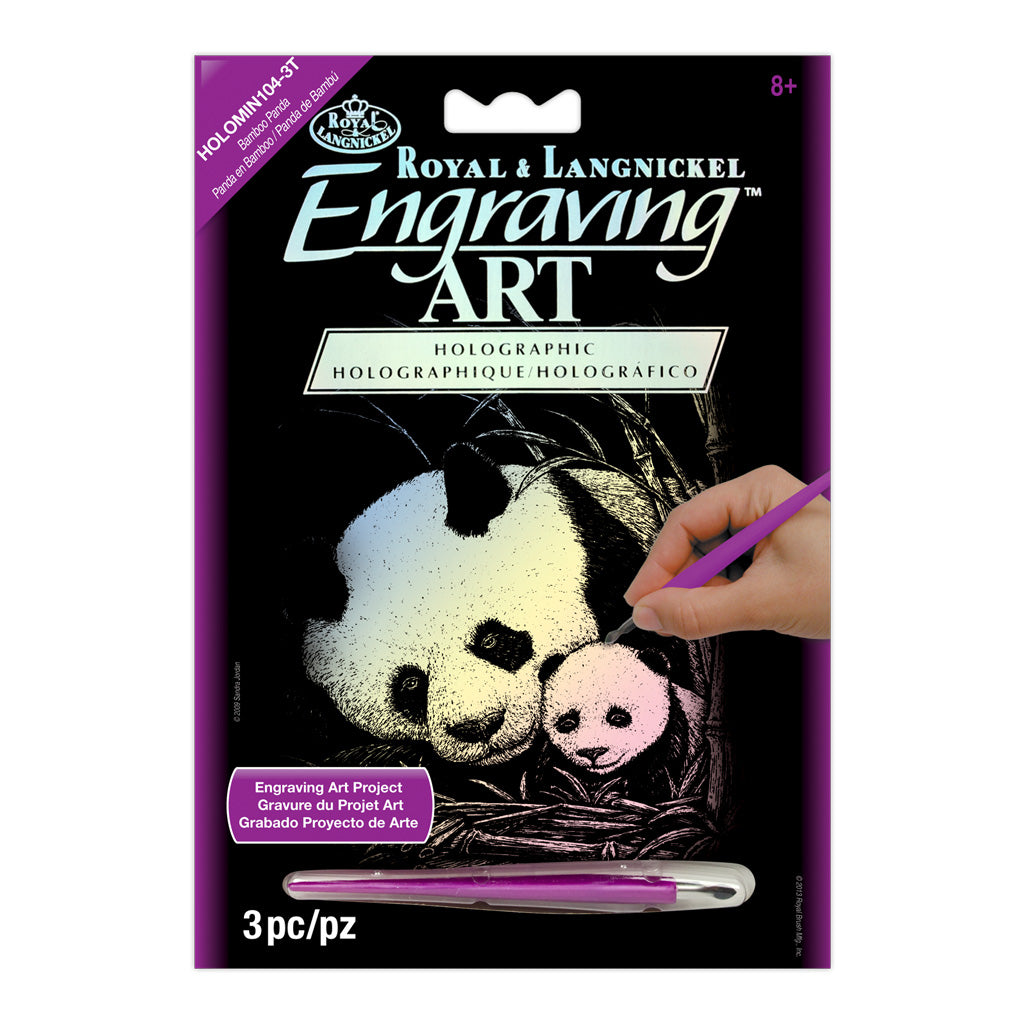 HOLOMIN-104 - Engraving Art™ 5" x 7" Bamboo Panda Holographic Foil Project