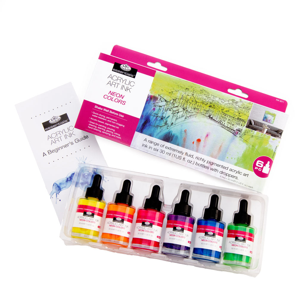 INK-SET1 | Essentials™ 6pc Neon Colors Acrylic Art Ink Bottles