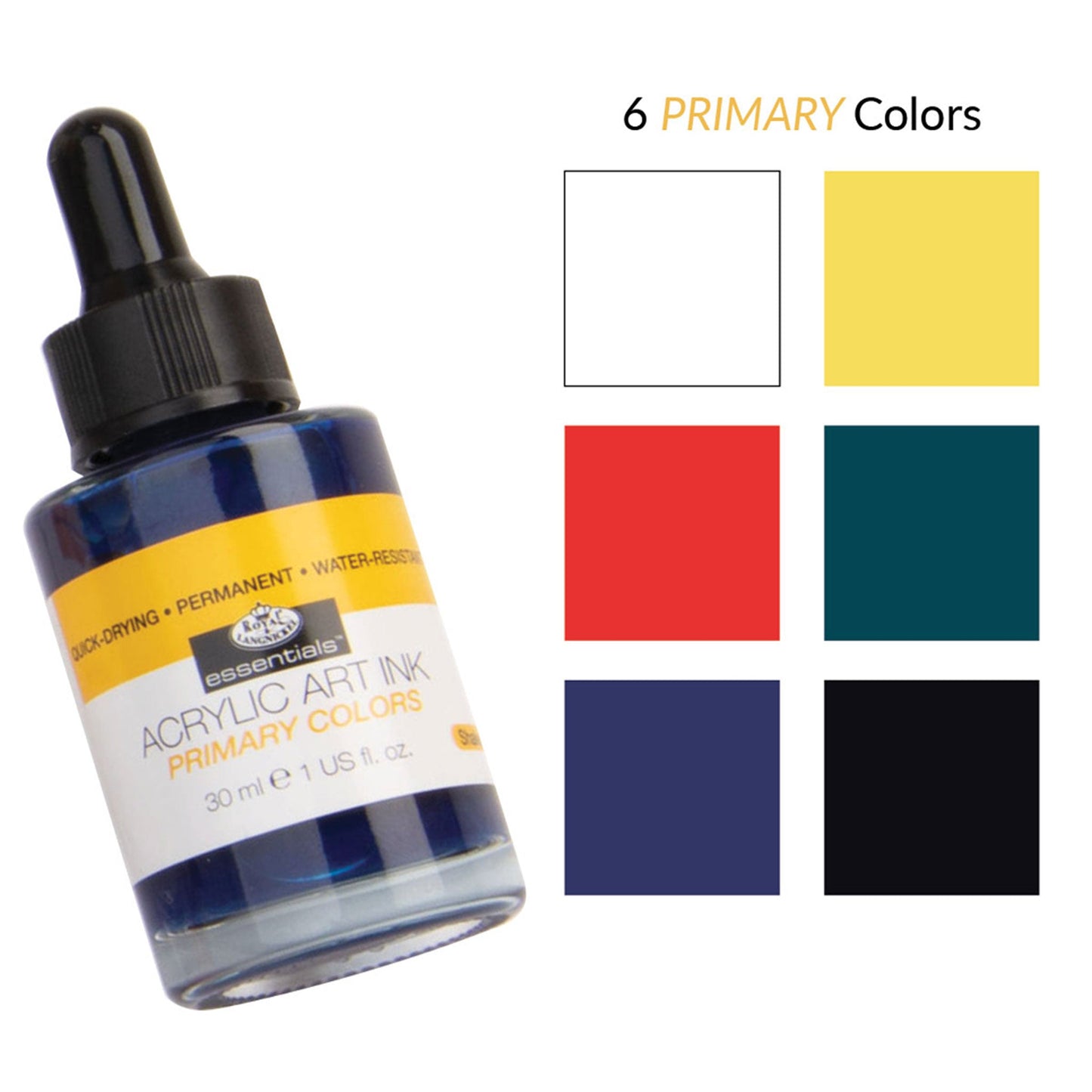 INK-SET2 | Essentials™ 6pc Primary Colors Acrylic Art Ink Bottles