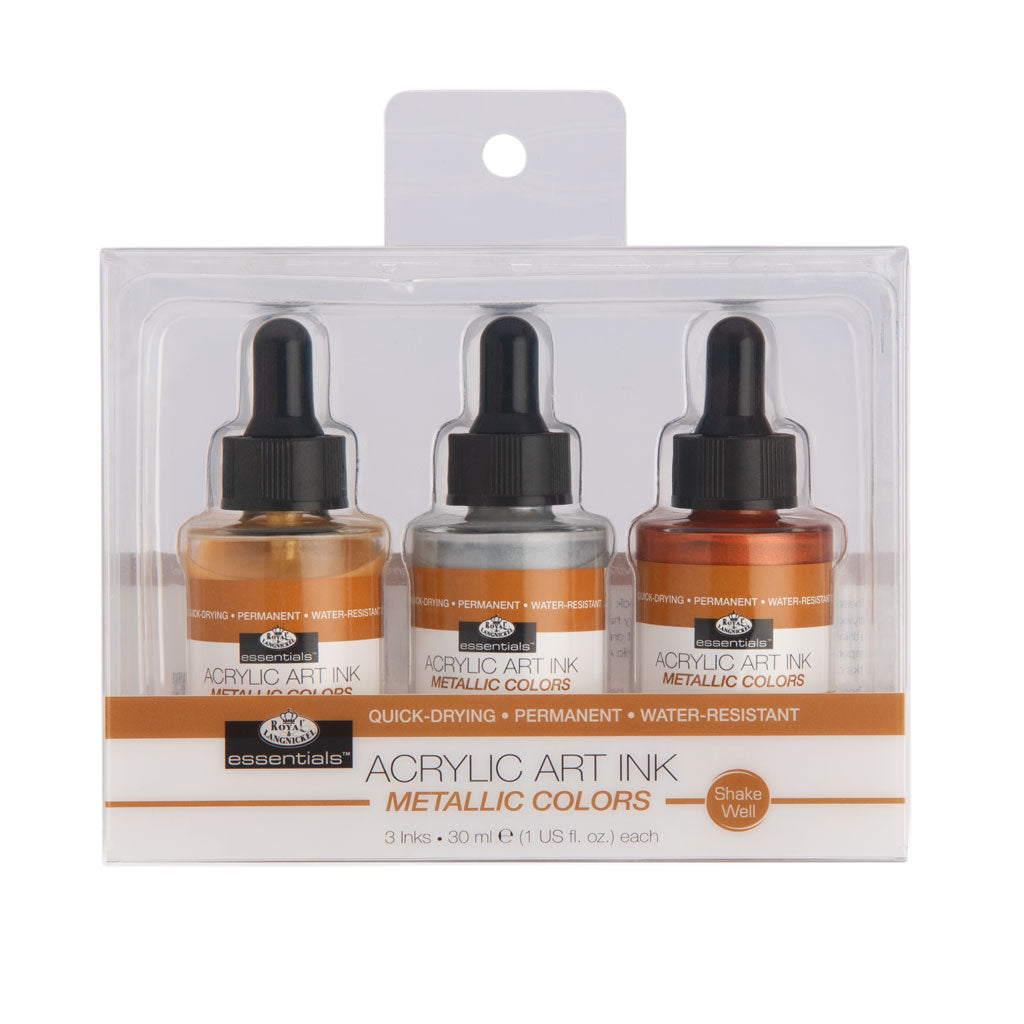 INK-SET3 | Essentials™ 3pc Metallic Colors Acrylic Art Ink Bottles