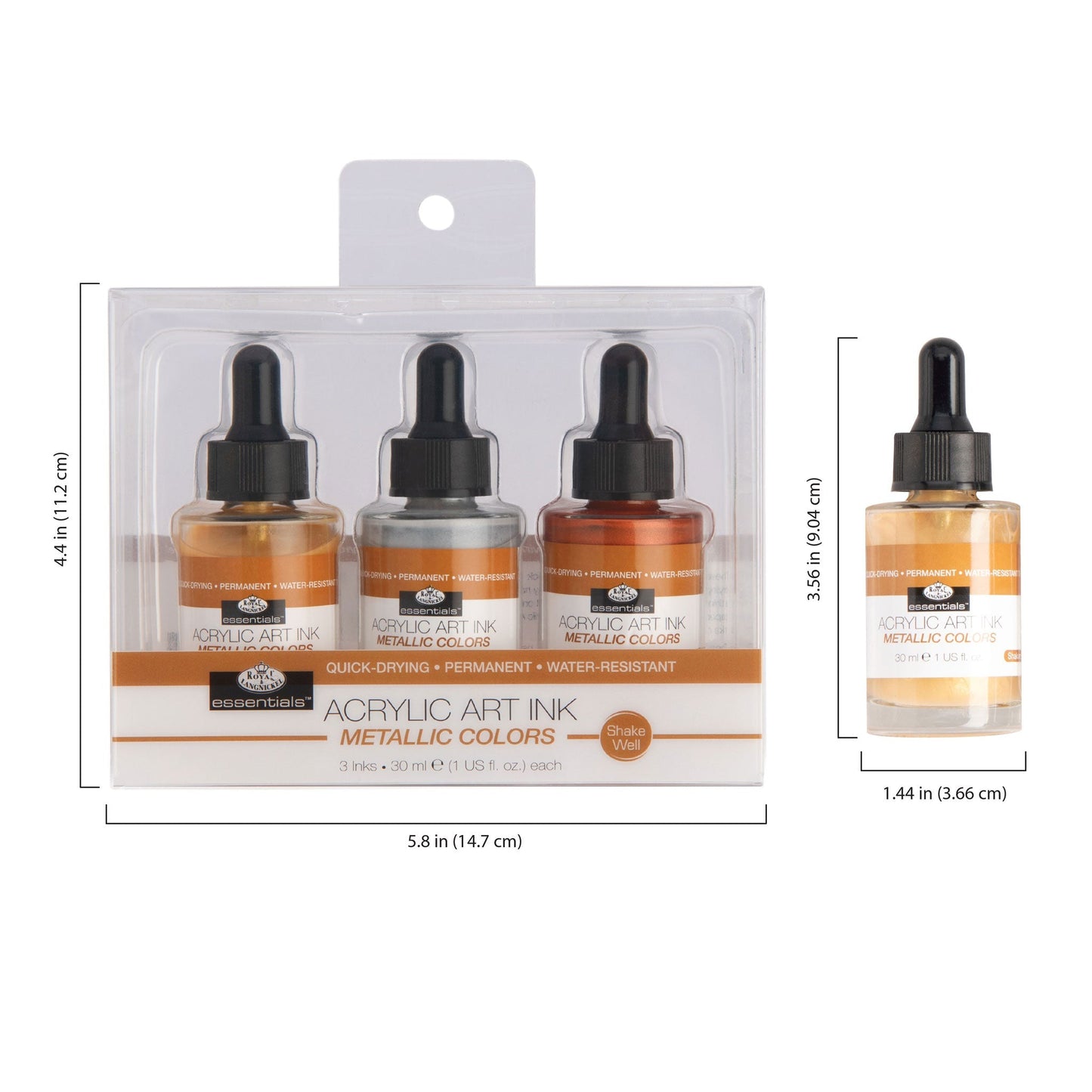 INK-SET3 | Essentials™ 3pc Metallic Colors Acrylic Art Ink Bottles