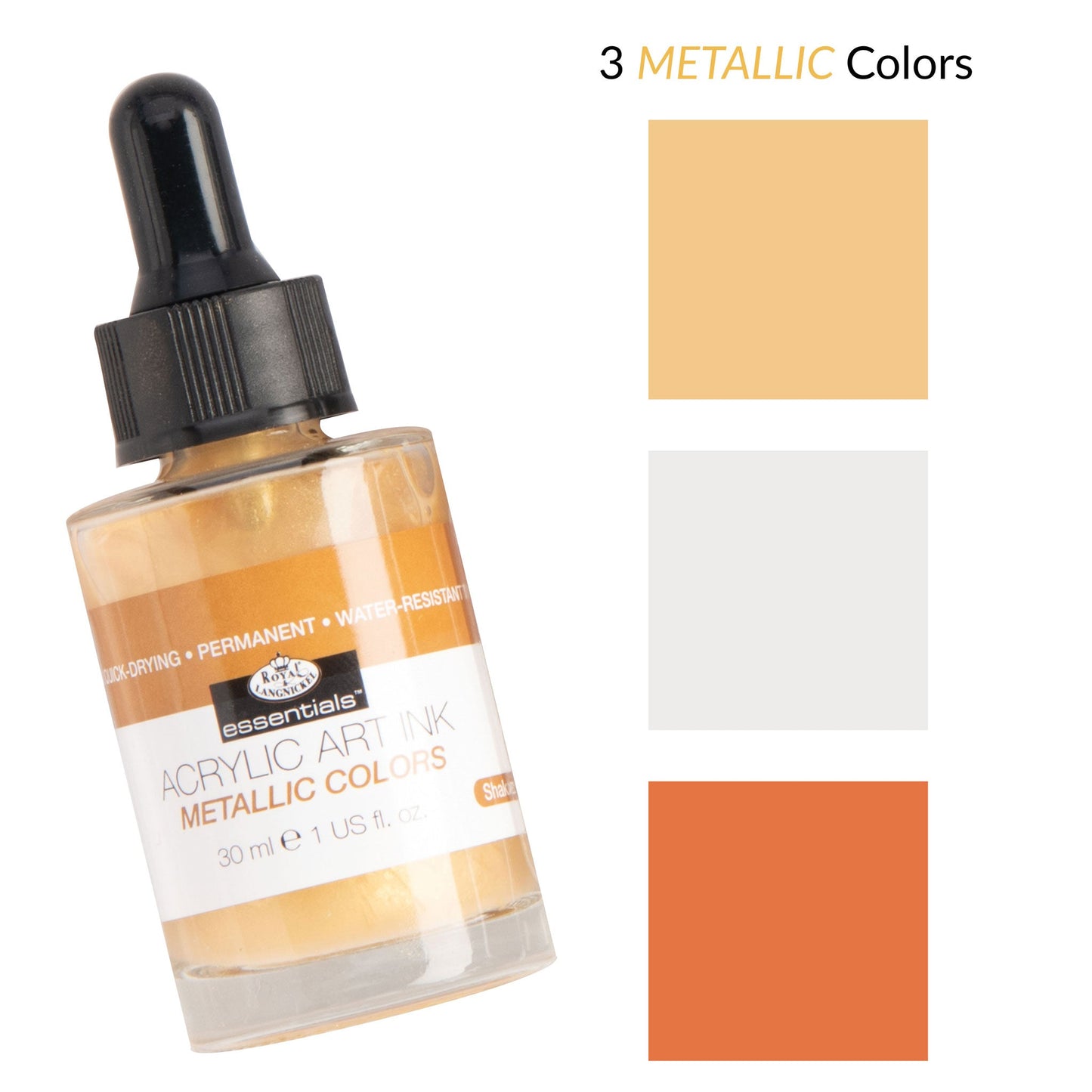 INK-SET3 | Essentials™ 3pc Metallic Colors Acrylic Art Ink Bottles