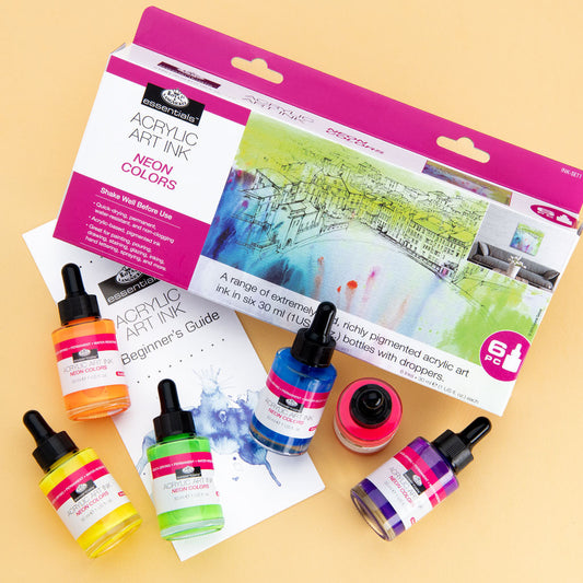 INK-SET1 | Essentials™ 6pc Neon Colors Acrylic Art Ink Bottles