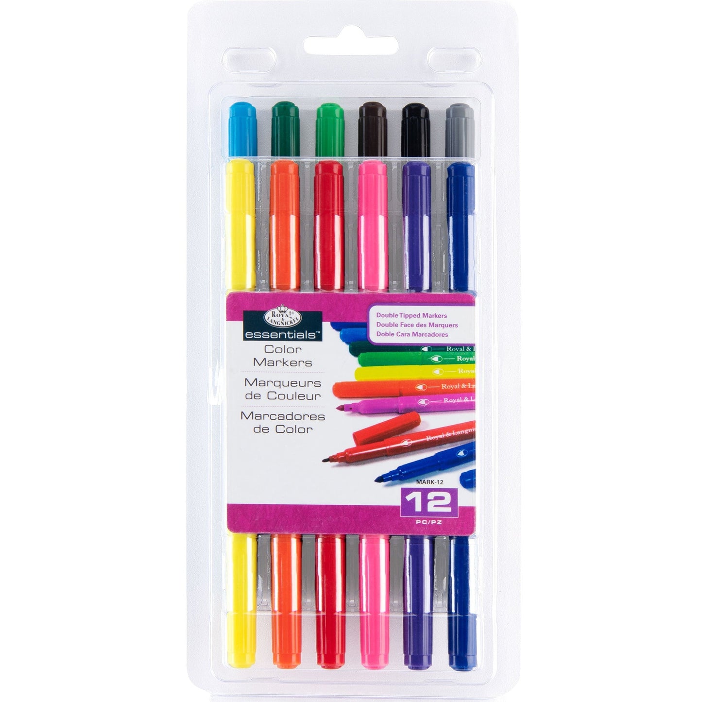 MARK-12 - Essentials™ 12pc Double-Tipped Color Markers packaging front
