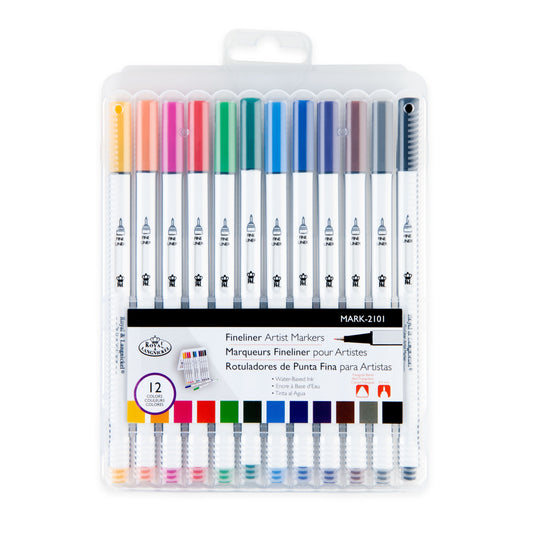 MARK-2101 -12pc Fineliner Artist Markers packaging front