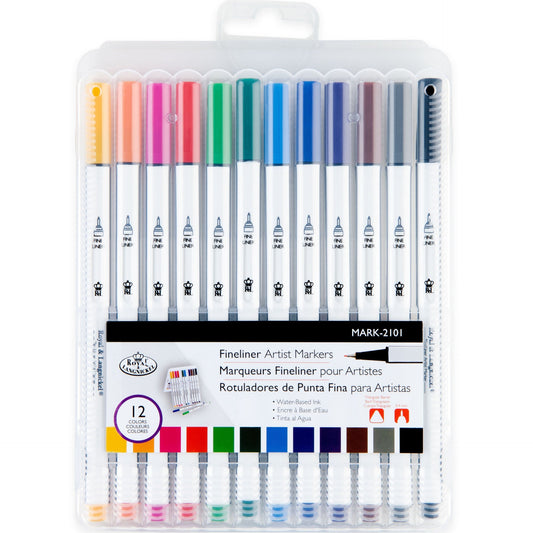 MARK-2101 -12pc Fineliner Artist Markers packaging front