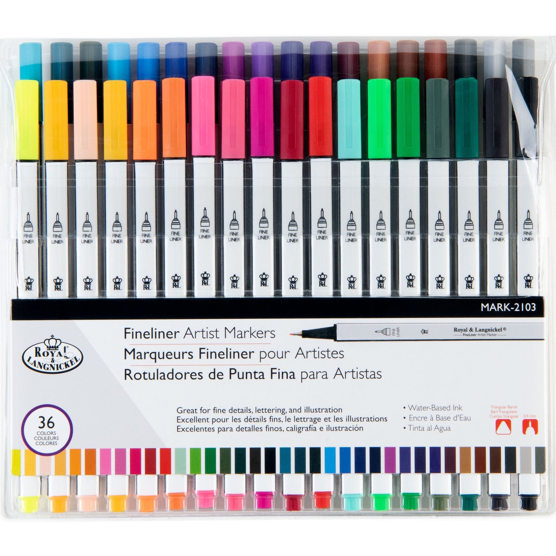 MARK-2103 - 36pc Fineliner Artist Markers packaging front