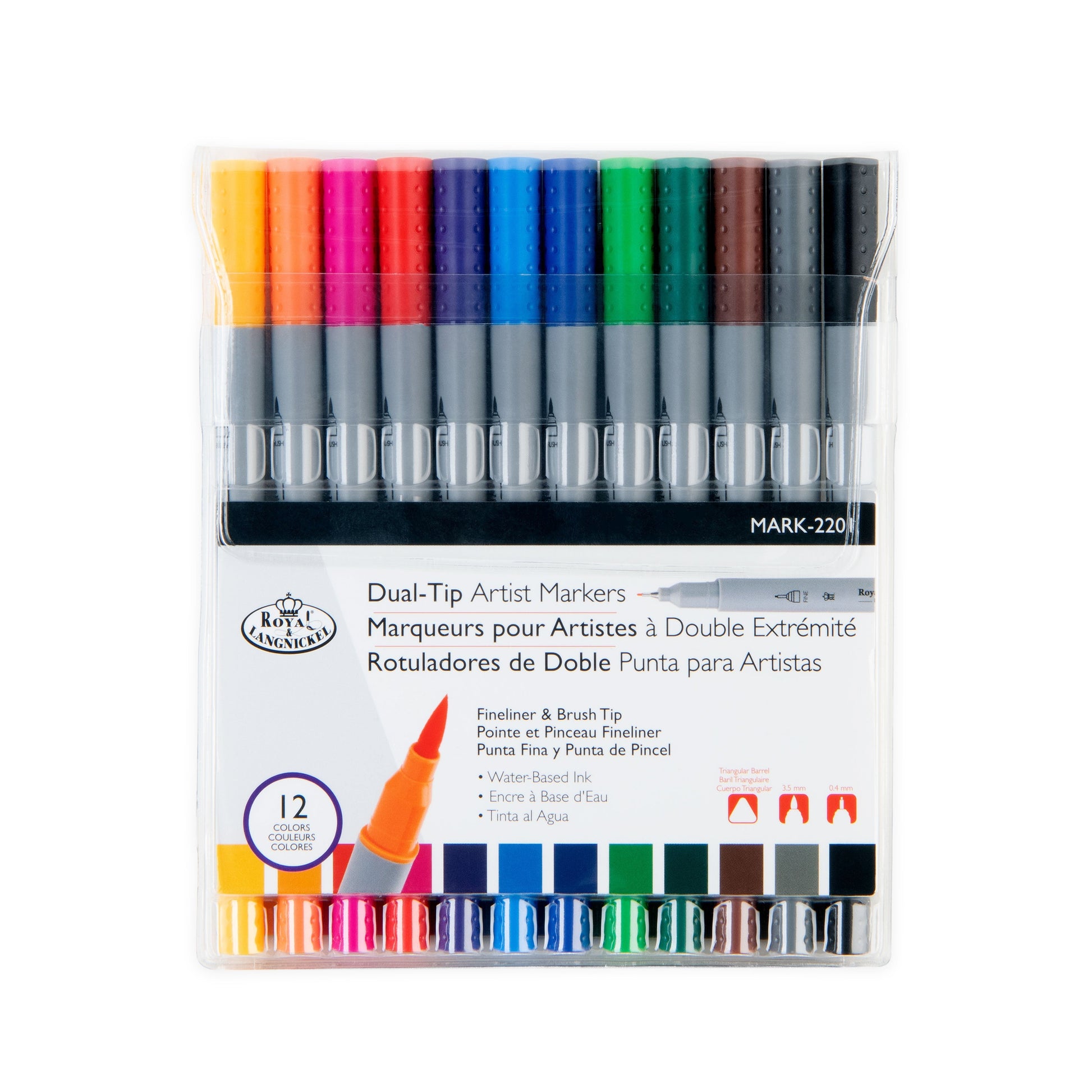 MARK-2201 - 12pc Fineliner and Brush Dual-Tip Artist Markers packaging front