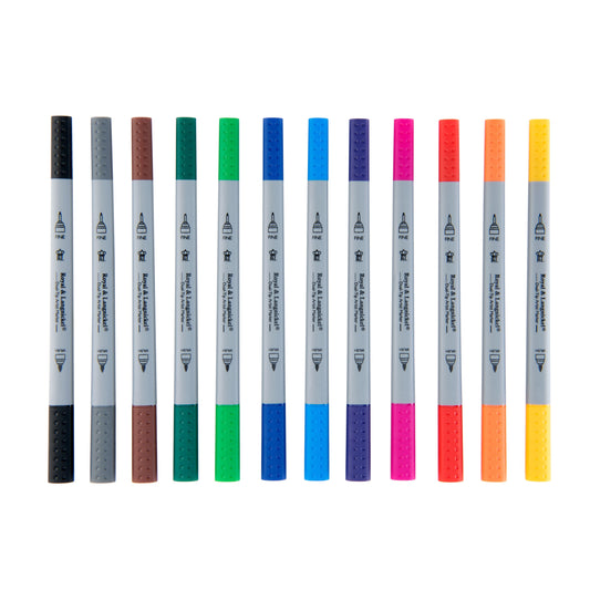 MARK-2201 - 12pc Fineliner and Brush Dual-Tip Artist Markers