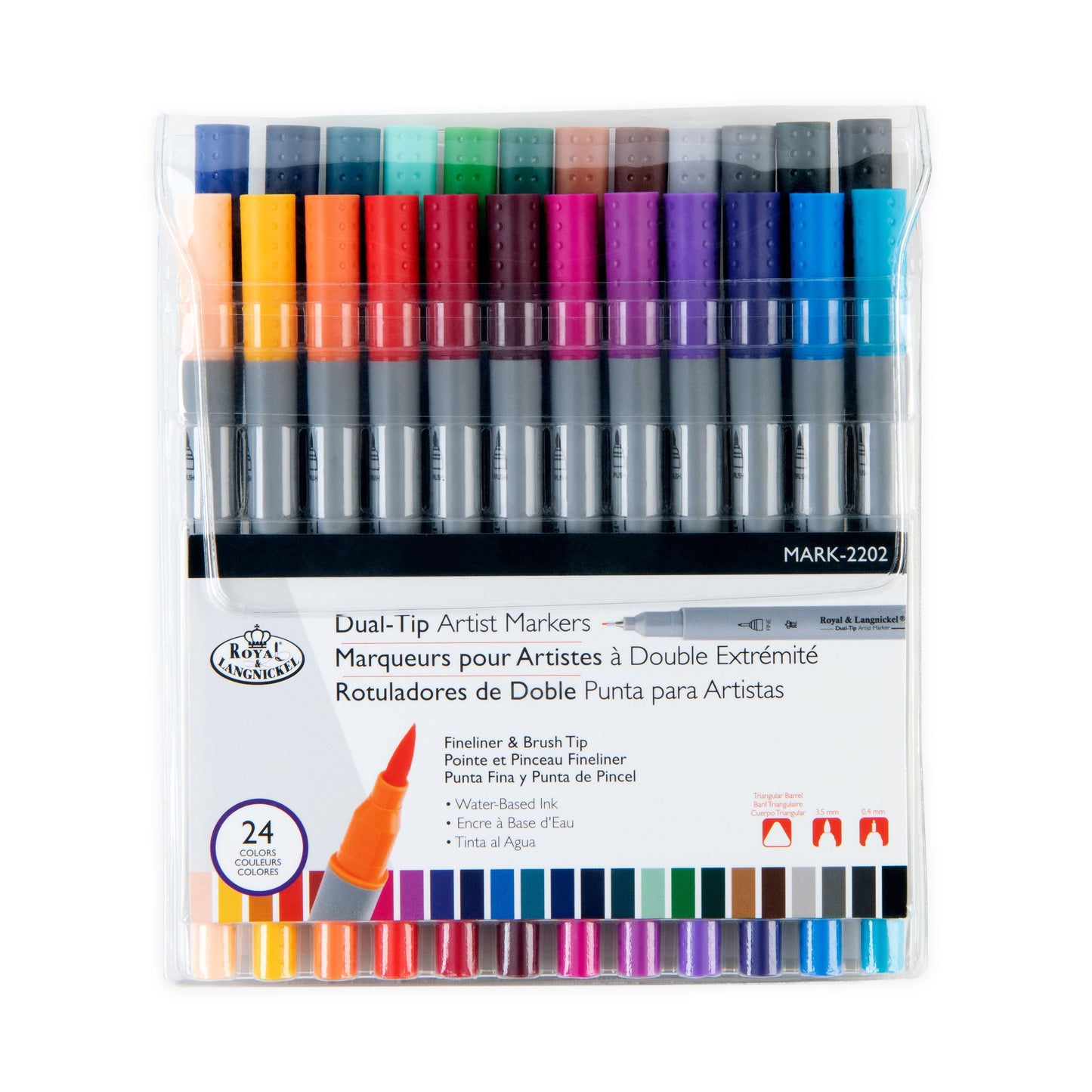 MARK-2202 - 24pc Fineliner and Brush Dual-Tip Artist Markers packaging front