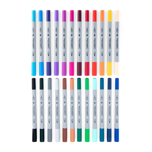 MARK-2202 - 24pc Fineliner and Brush Dual-Tip Artist Markers