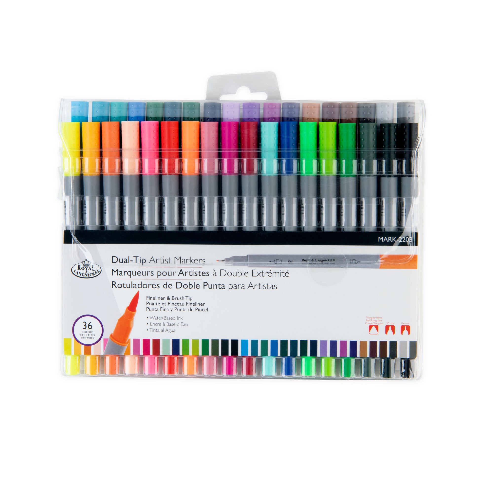 MARK-2203 - 36pc Fineliner and Brush Dual-Tip Artist Markers packaging front