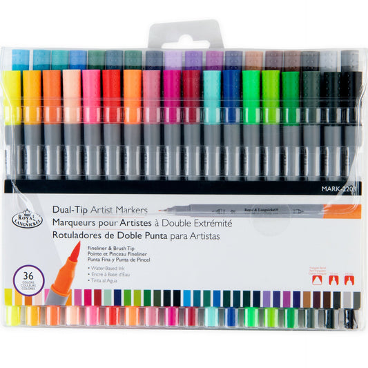 MARK-2203 - 36pc Fineliner and Brush Dual-Tip Artist Markers packaging front
