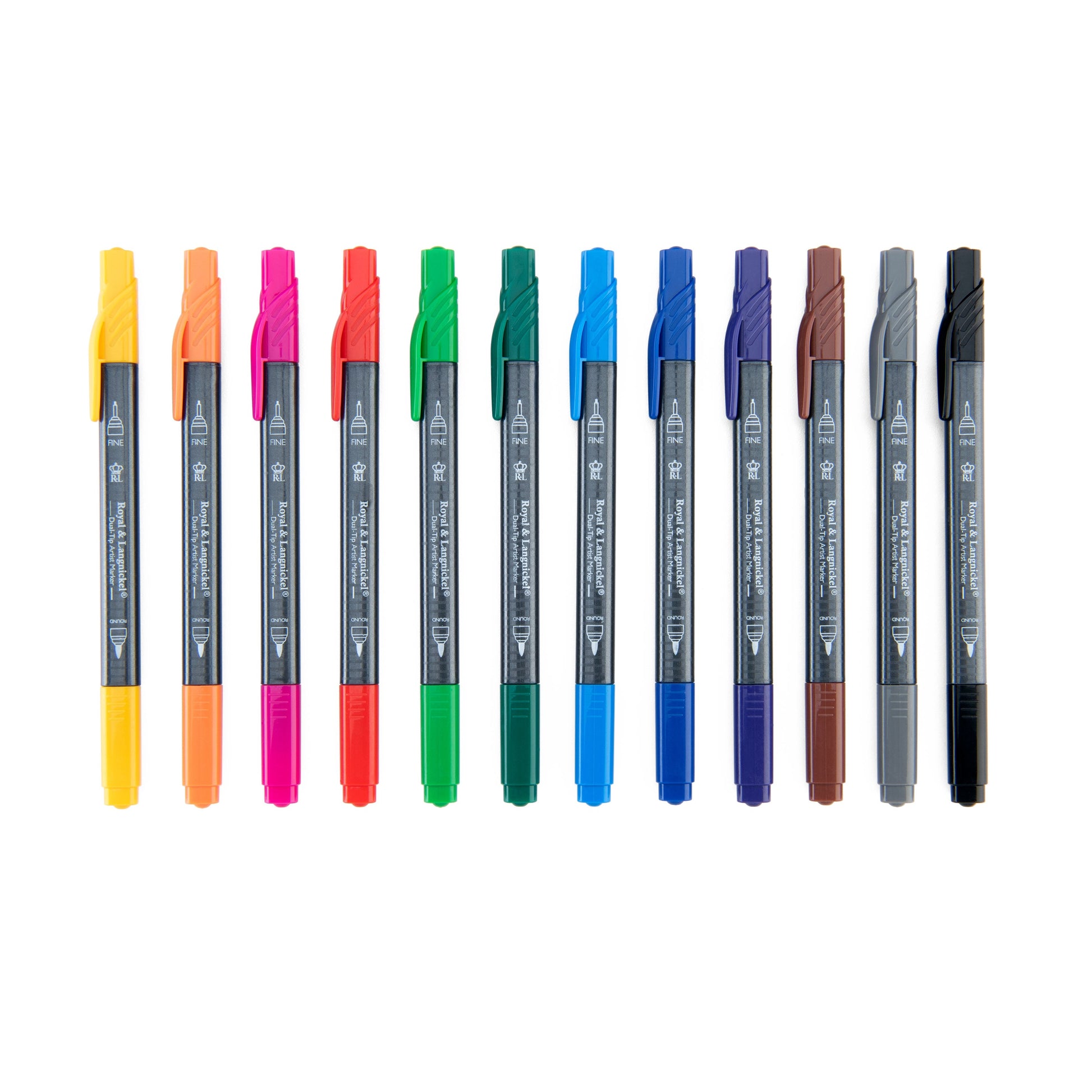 MARK-2401 - 12pc Fineliner and Pointed Round Dual-Tip Artist Markers