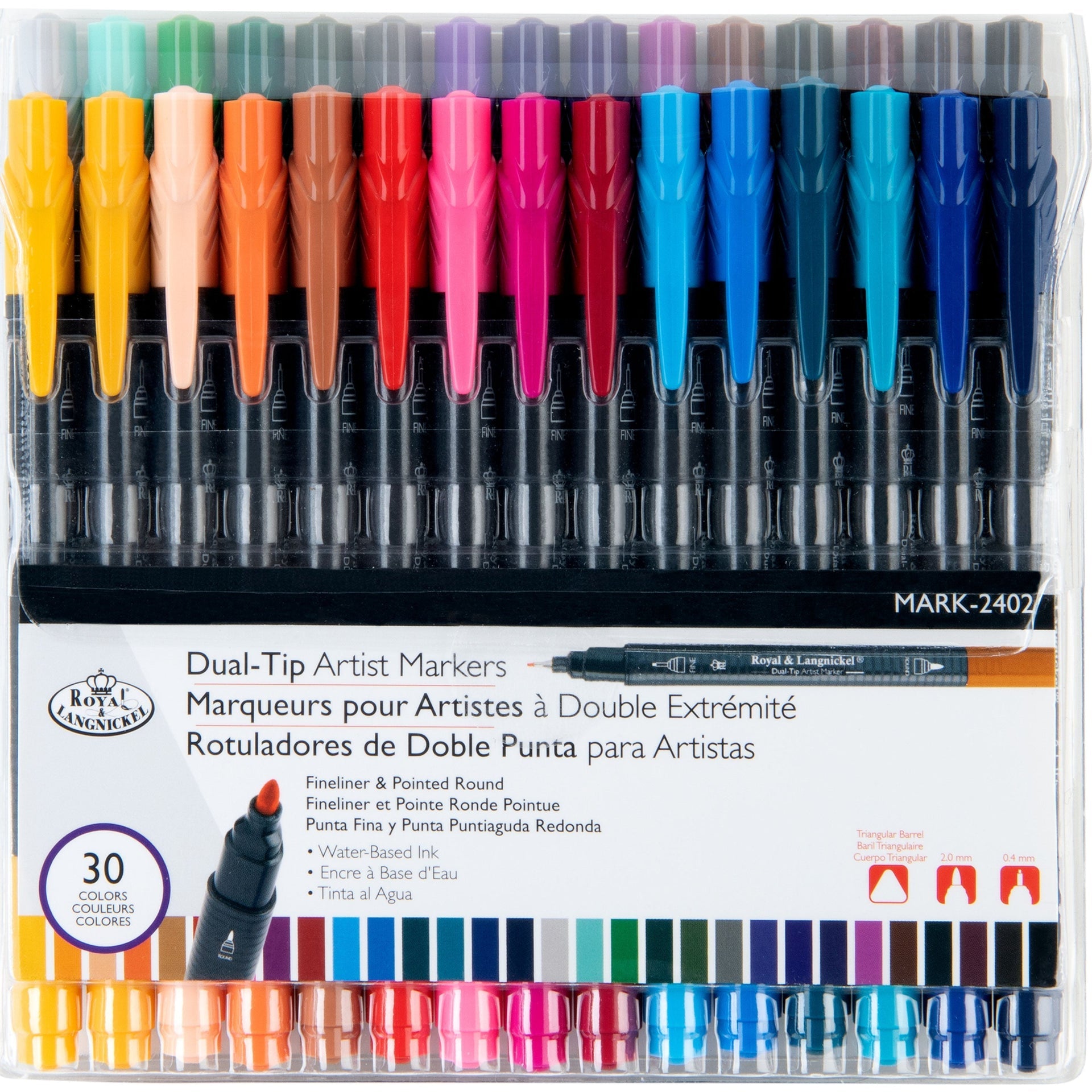 MARK-2402 - 30pc Fineliner and Pointed Round Dual-Tip Artist Markers packaging front