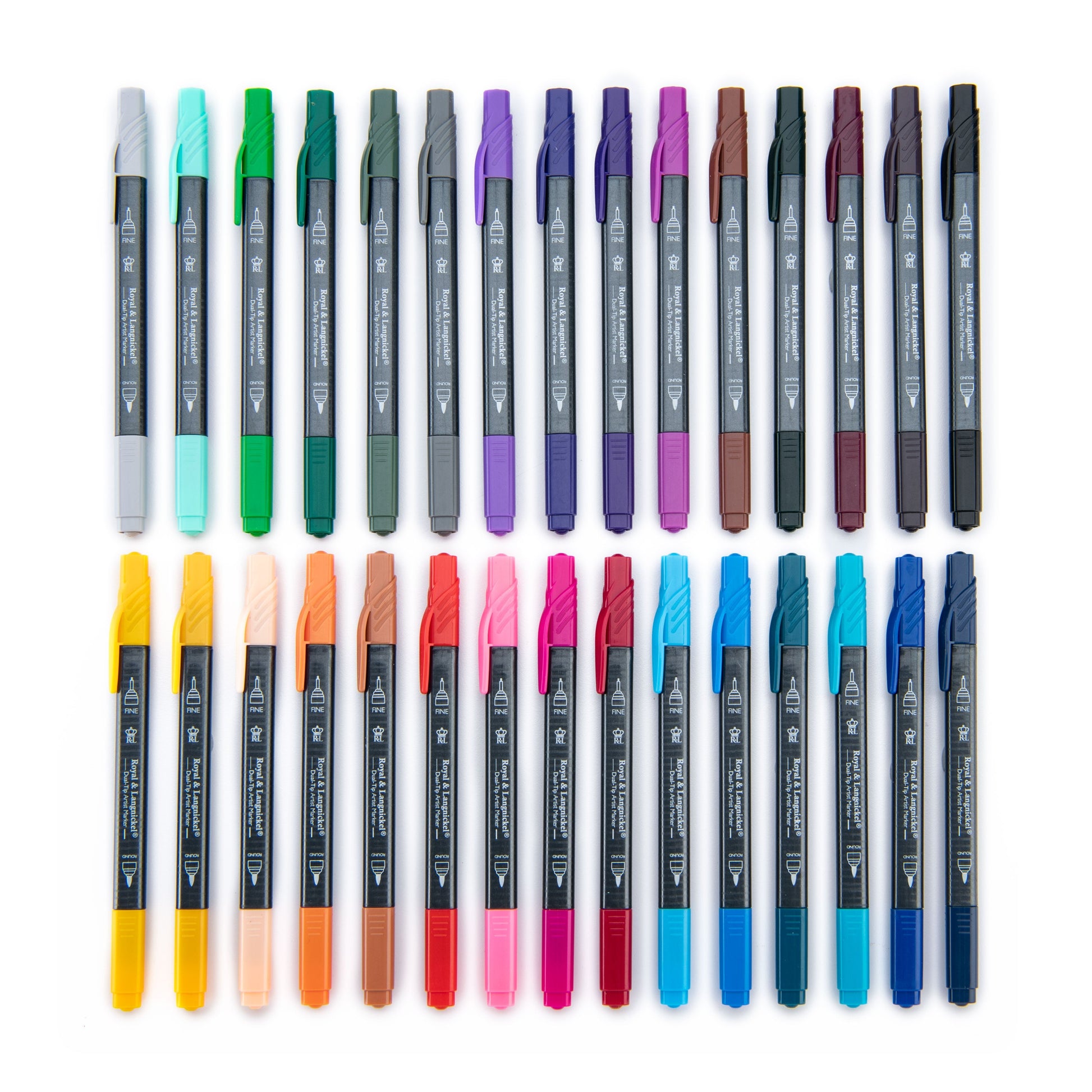 MARK-2402 - 30pc Fineliner and Pointed Round Dual-Tip Artist Markers