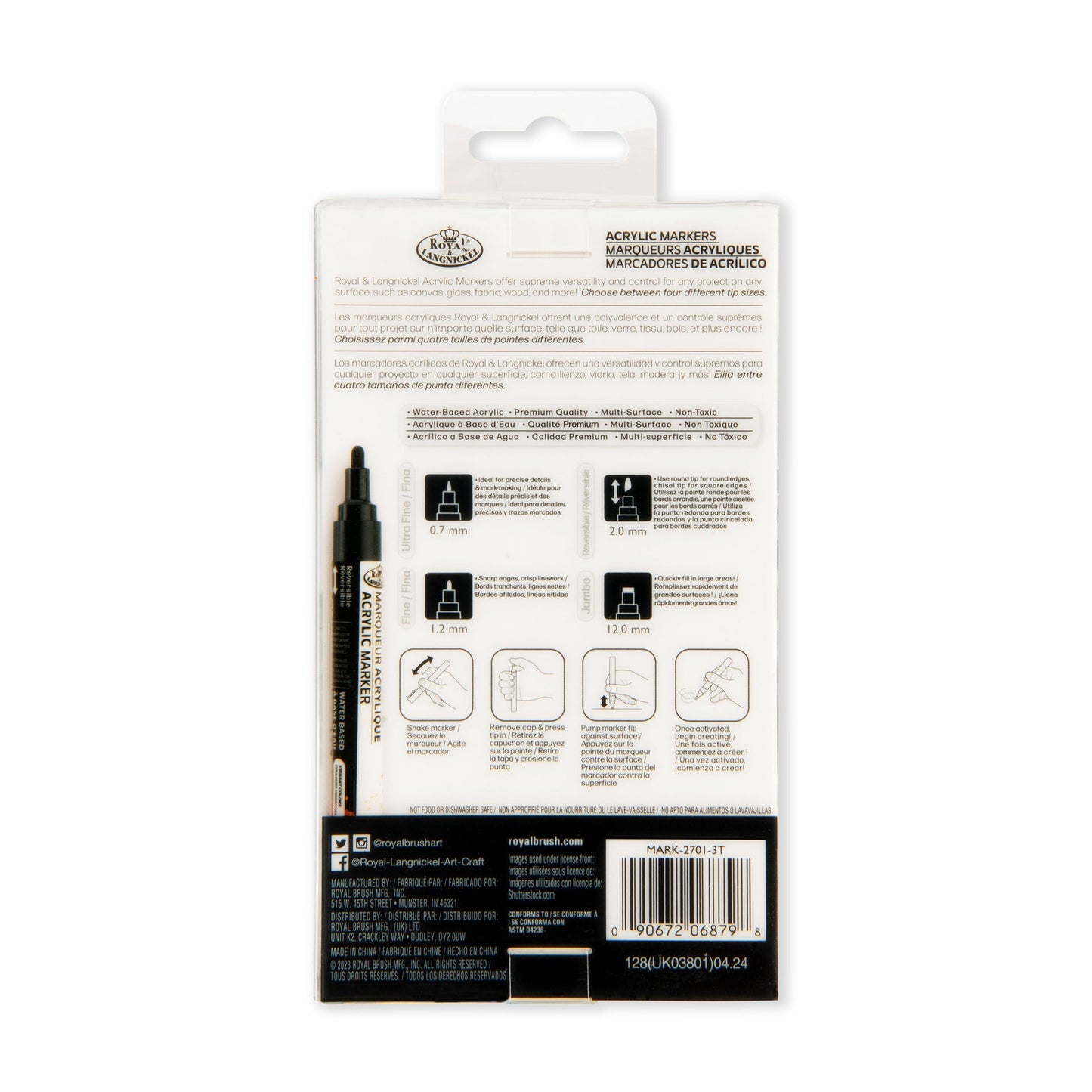 MARK-2701 | 4PC Black Acrylic Paint Markers