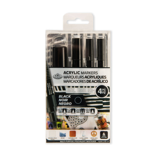 MARK-2701 | 4PC Black Acrylic Paint Markers