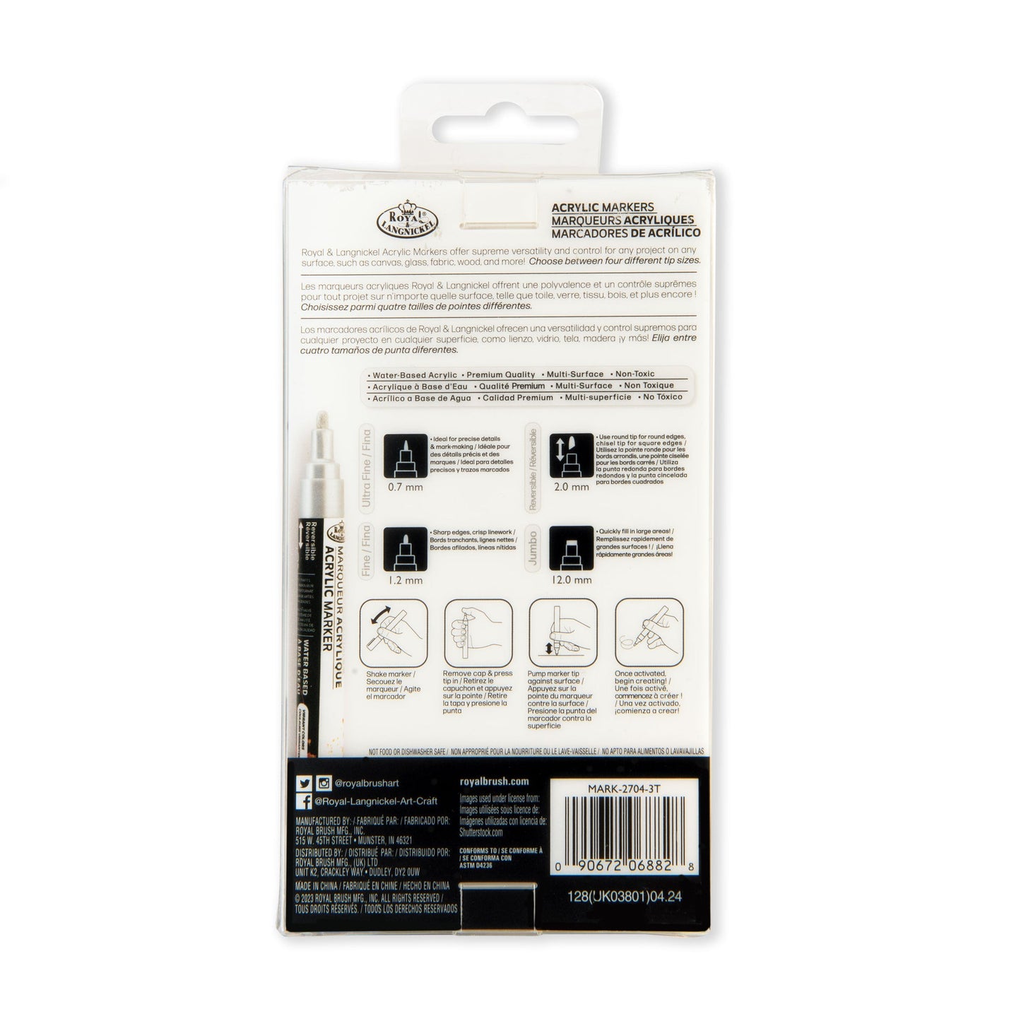MARK-2704 | 4PC Silver Acrylic Paint Markers