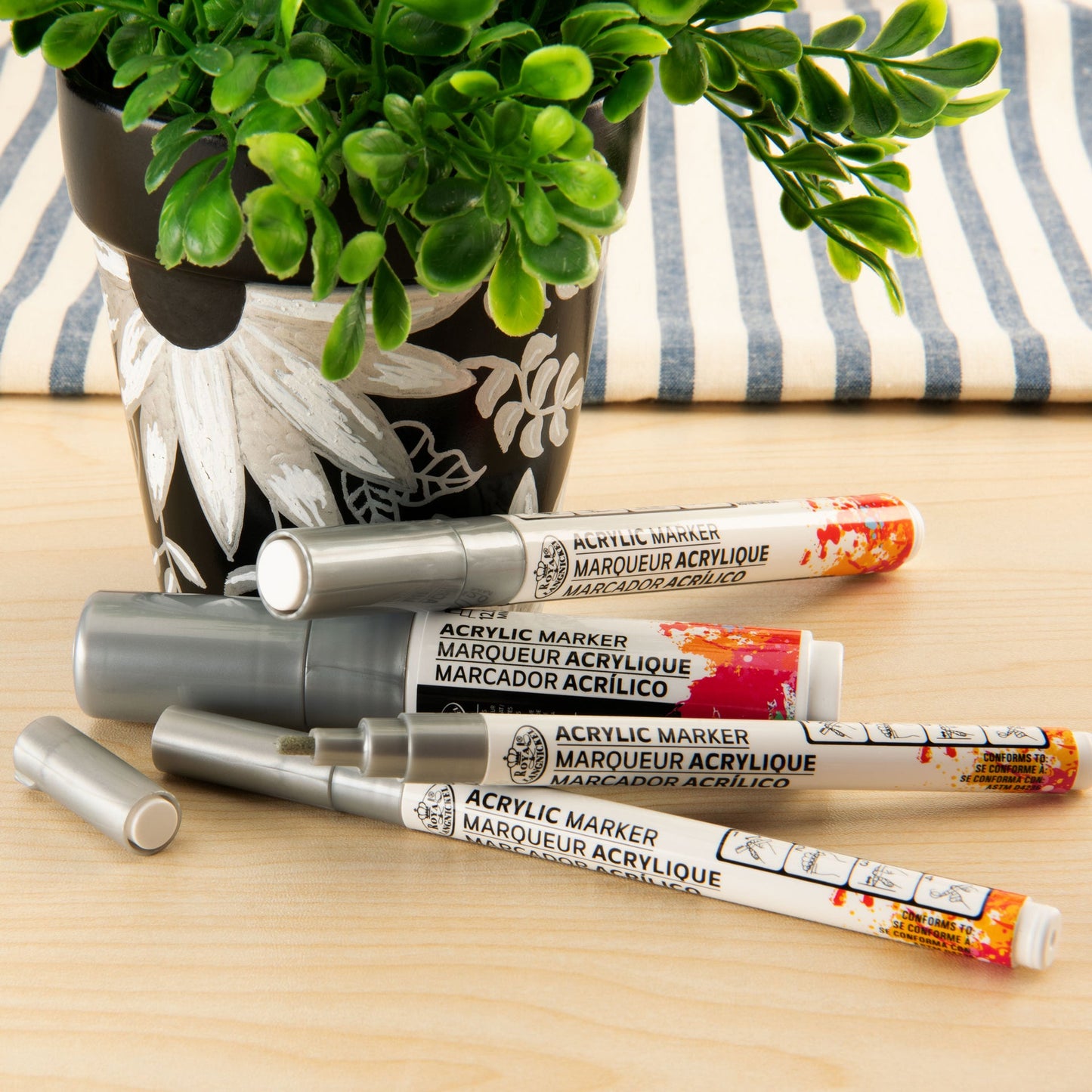 MARK-2704 | 4PC Silver Acrylic Paint Markers