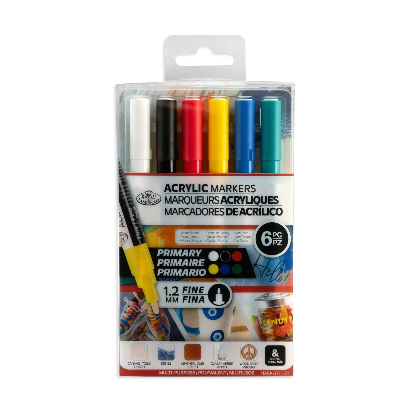 MARK-2711 | 6PC Acrylic 1.2mm Primary Marker Set