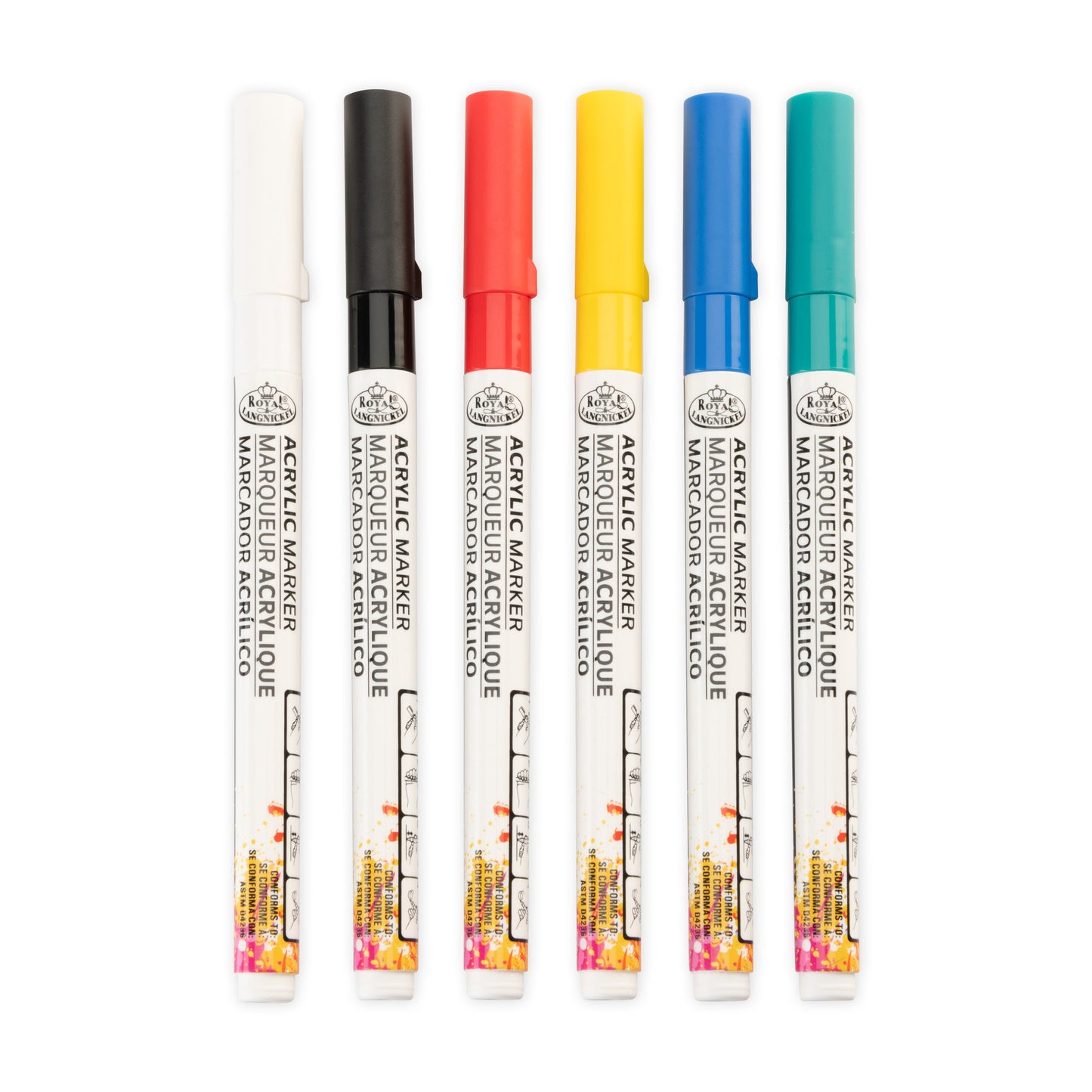 MARK-2711 | 6PC Acrylic 1.2mm Primary Marker Set