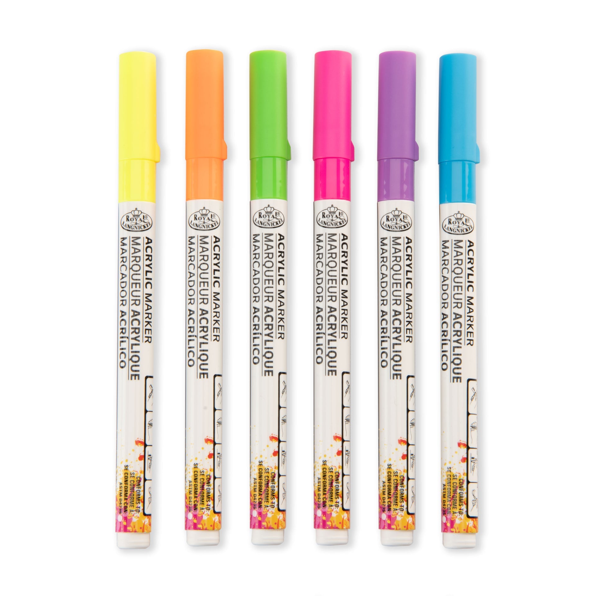 MARK-2719 | 6PC Acrylic 1.2mm Neon Markers – Royal & Langnickel