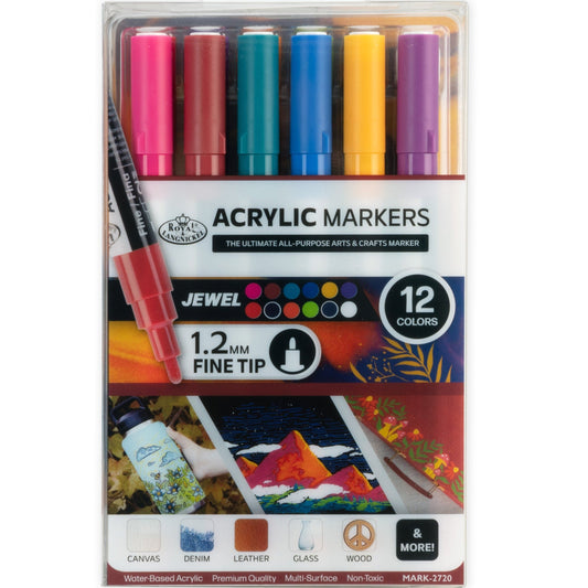 WAL-MARK-2720-RFID | Royal & Langnickel 12 Piece Acrylic 1.2mm Jewel Markers
