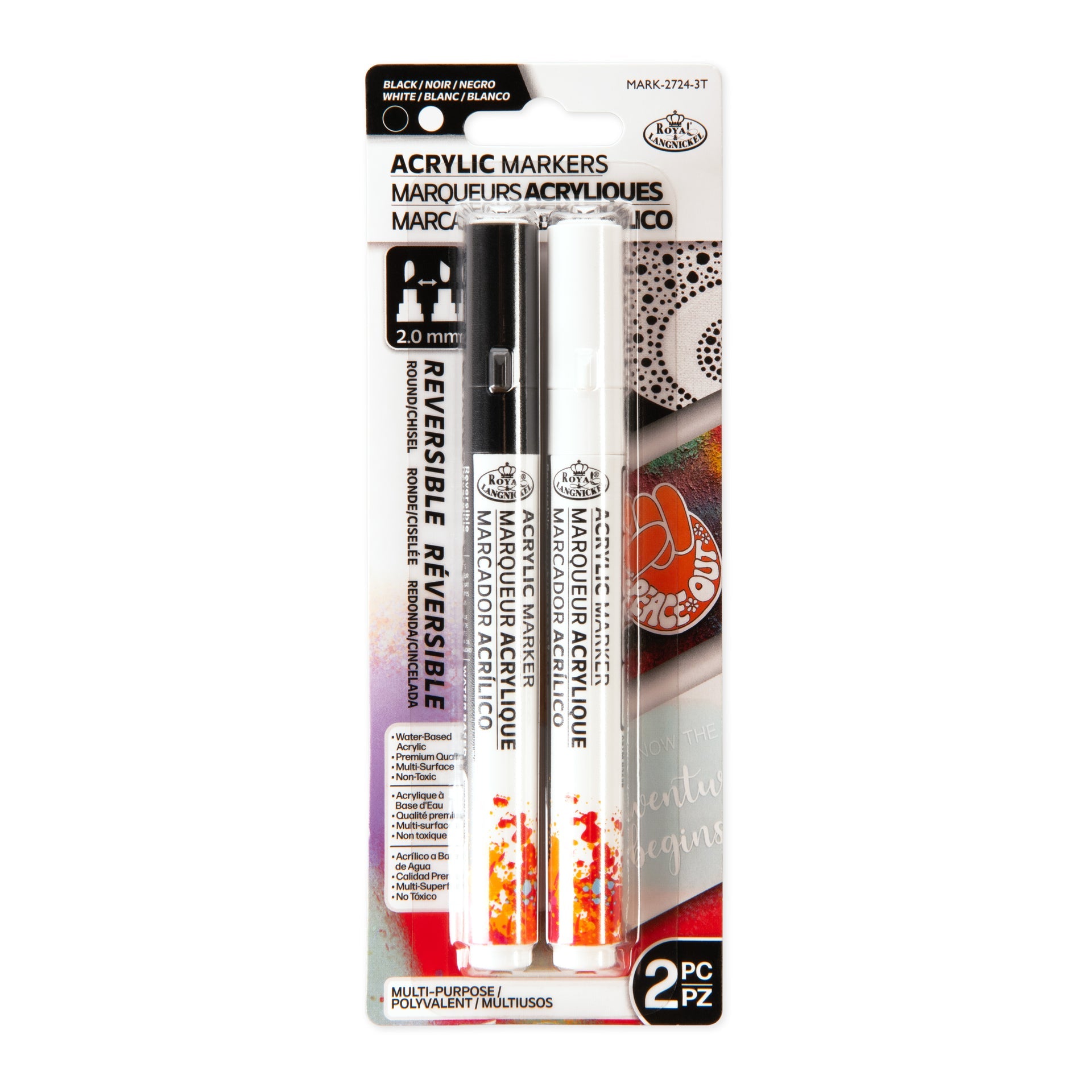 MARK-2724 | 2PC Acrylic 2mm Reversible Tip Black/White – Royal