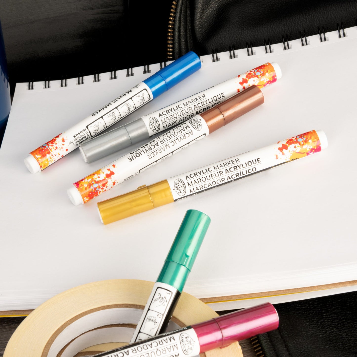 MARK-2729 | 6PC Acrylic 2mm Reversible Tip Metallic Markers