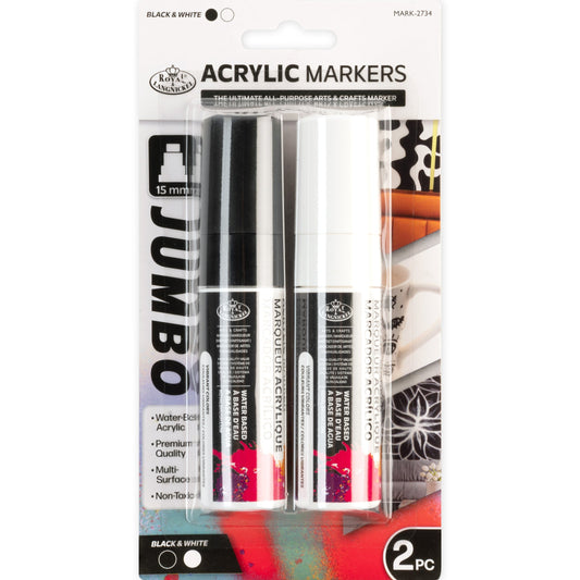 WAL-MARK-2734-RFID | Royal & Langnickel 2 Piece Acrylic 15mm Black/White Markers