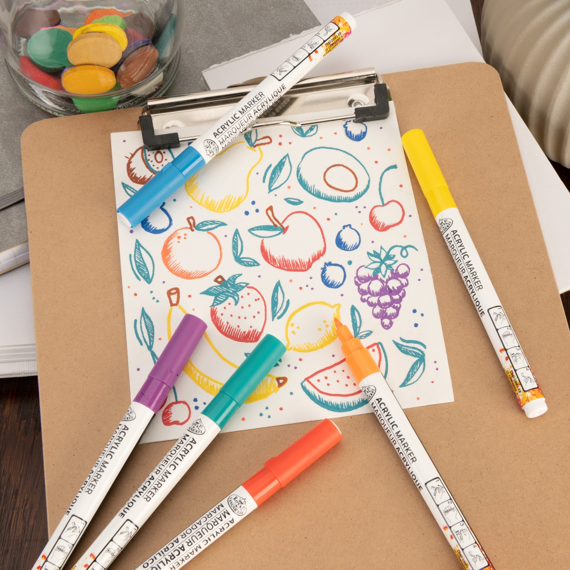 MARK-2742 | 6PC Acrylic .7mm Rainbow Markers – Royal & Langnickel