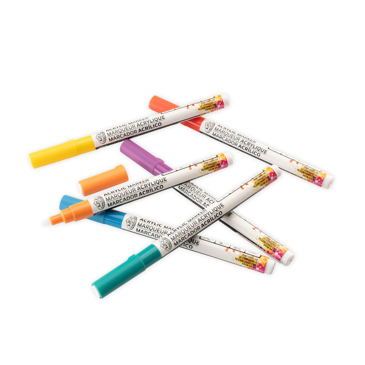 WAL-MARK-2742-RFID | Royal & Langnickel 6 Piece Acrylic .7mm Rainbow Markers
