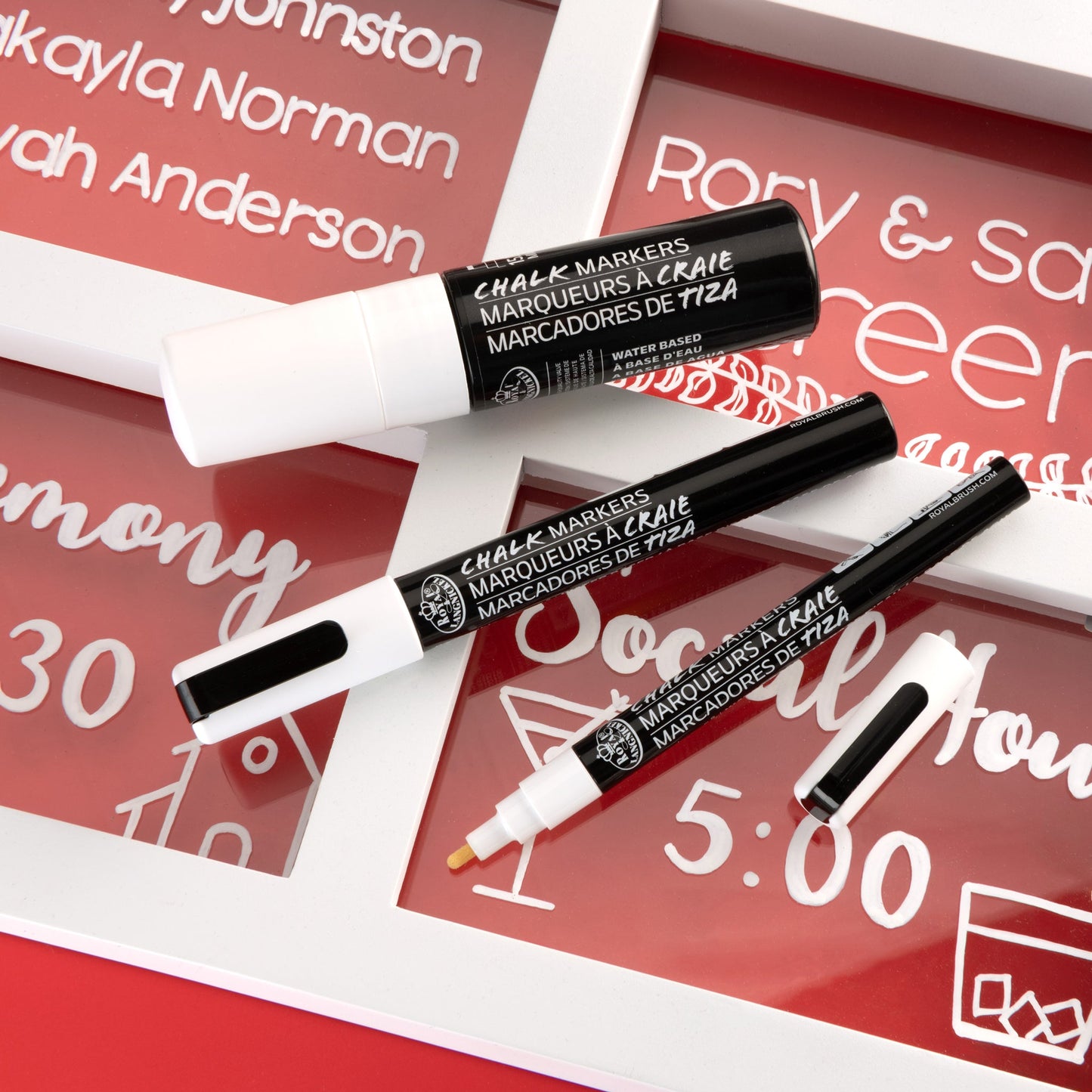 WAL-MARK-2801-RFID | Royal & Langnickel 3 Piece White Variety Size Chalk Marker Set