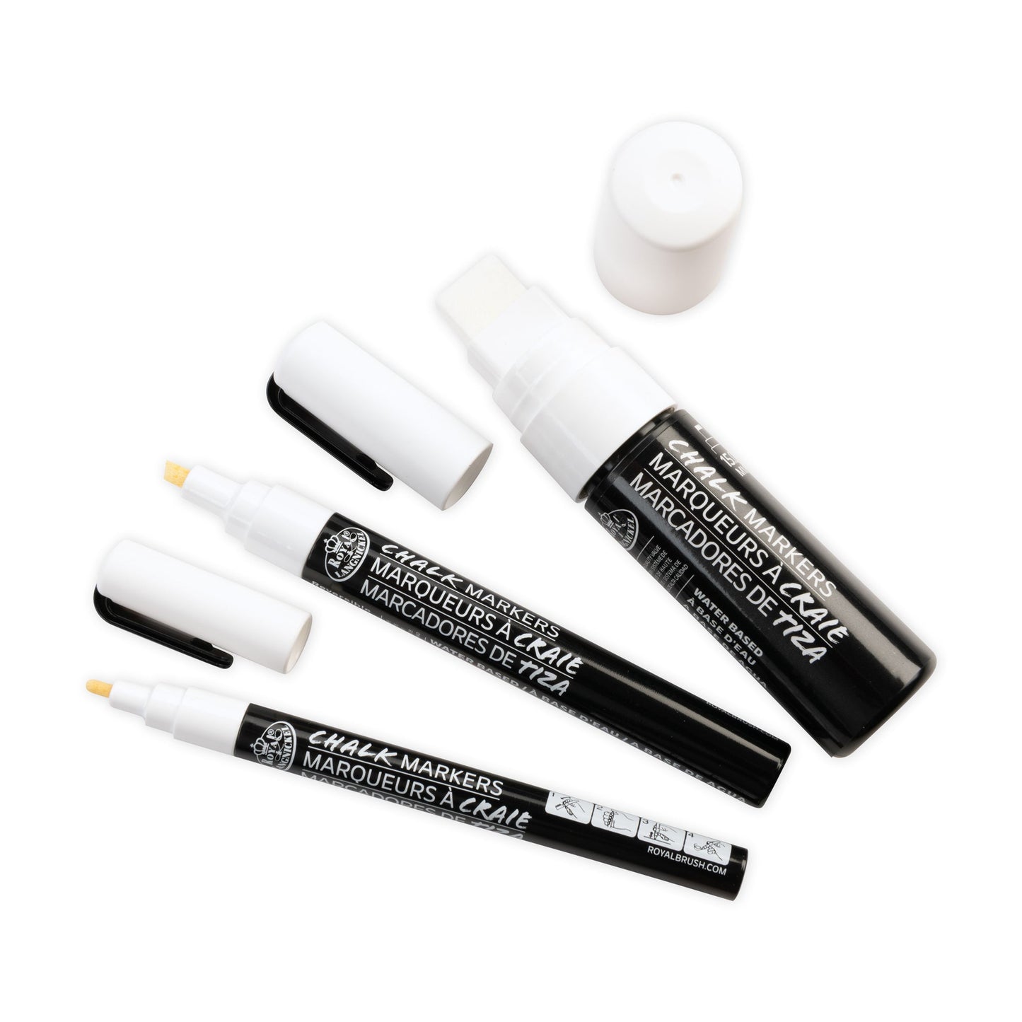 WAL-MARK-2801-RFID | Royal & Langnickel 3 Piece White Variety Size Chalk Marker Set
