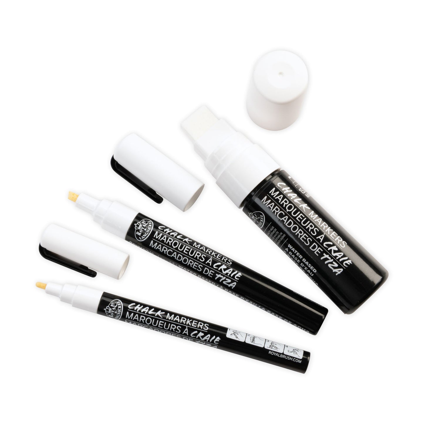 WAL-MARK-2801-RFID | Royal & Langnickel 3 Piece White Variety Size Chalk Marker Set