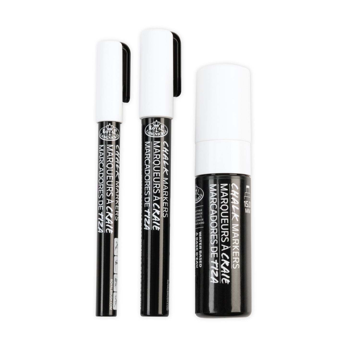 WAL-MARK-2801-RFID | Royal & Langnickel 3 Piece White Variety Size Chalk Marker Set