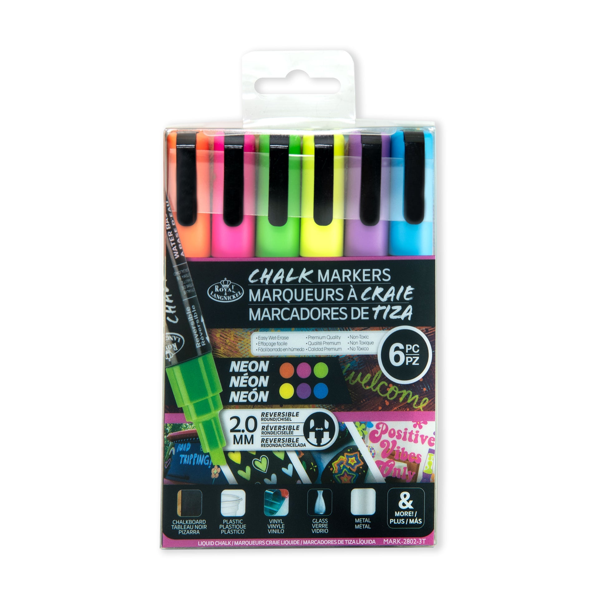 MARK-2802 | 6PC 2mm Neon Chalk Marker Set – Royal & Langnickel