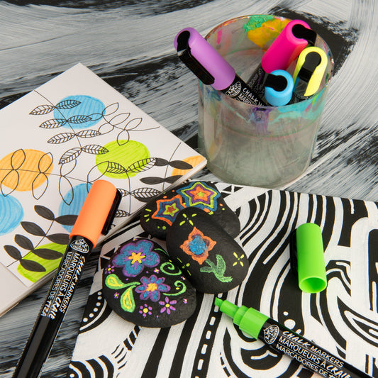 WAL-MARK-2802-RFID | Royal & Langnickel 6 Piece 2.0mm Neon Chalk Marker Set with Reversible Tips