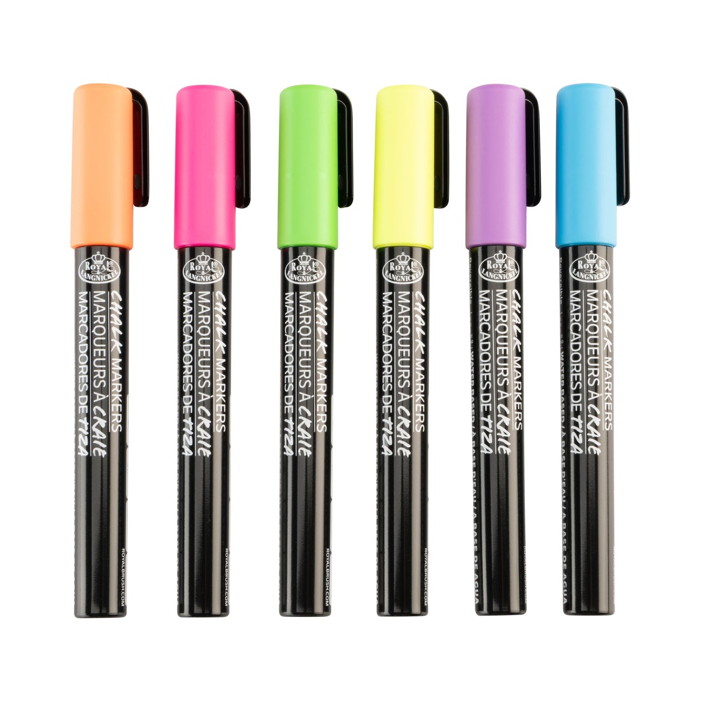 WAL-MARK-2802-RFID | Royal & Langnickel 6 Piece 2.0mm Neon Chalk Marker Set with Reversible Tips