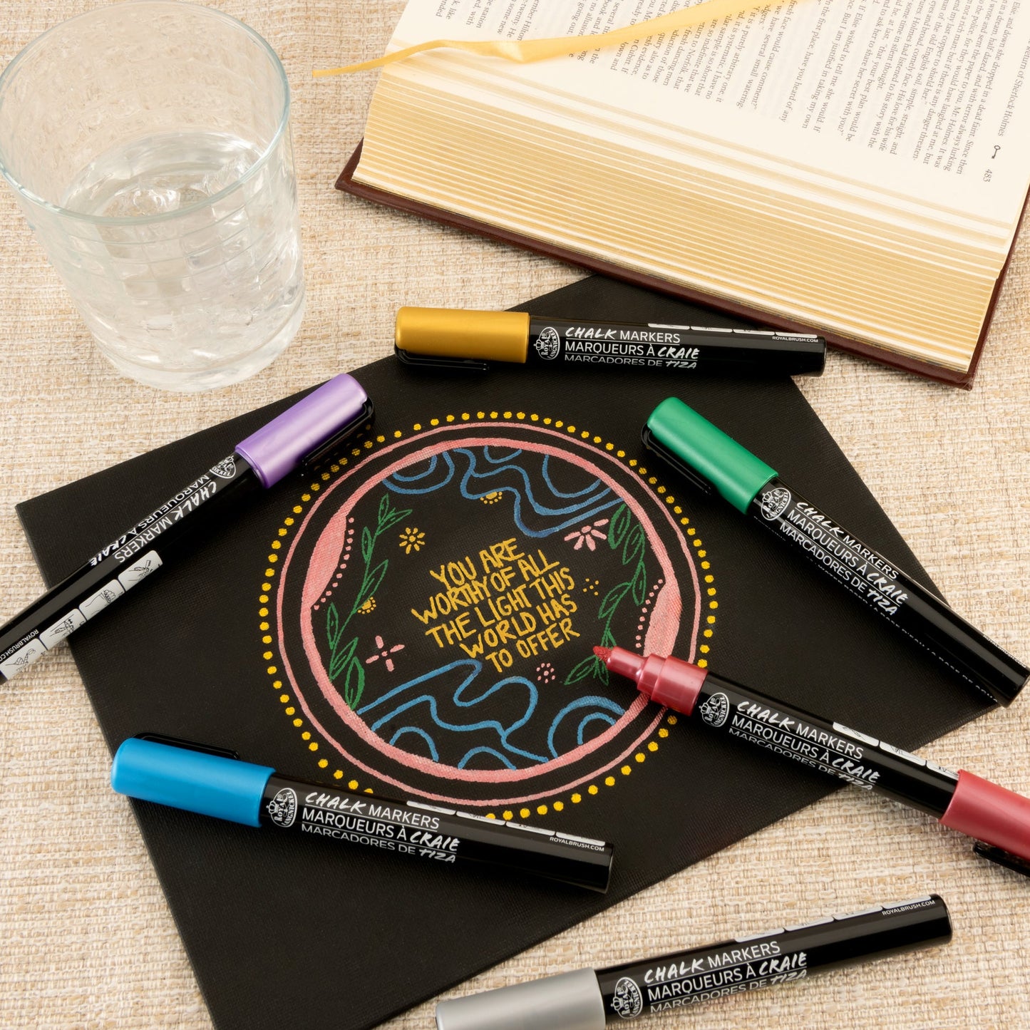 WAL-MARK-2803-RFID | Royal & Langickel 6 Piece 2.0mm Metallic Chalk Marker Set with Reversible Tips